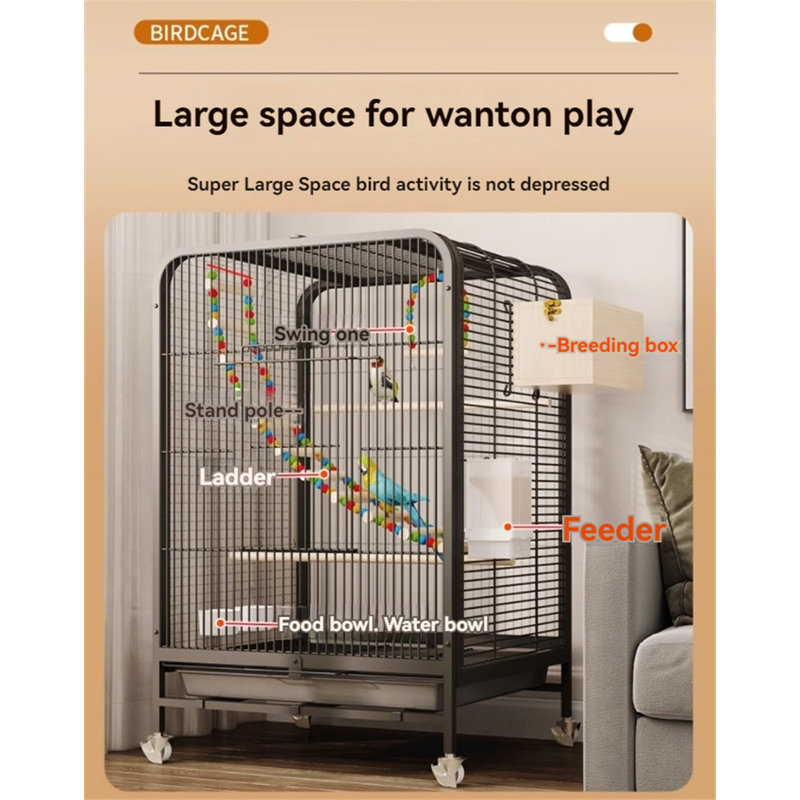 View of Tucker Murphy Pet™ Fedja 30.31'' Iron Pointed Top Floor Bird Cage with ...